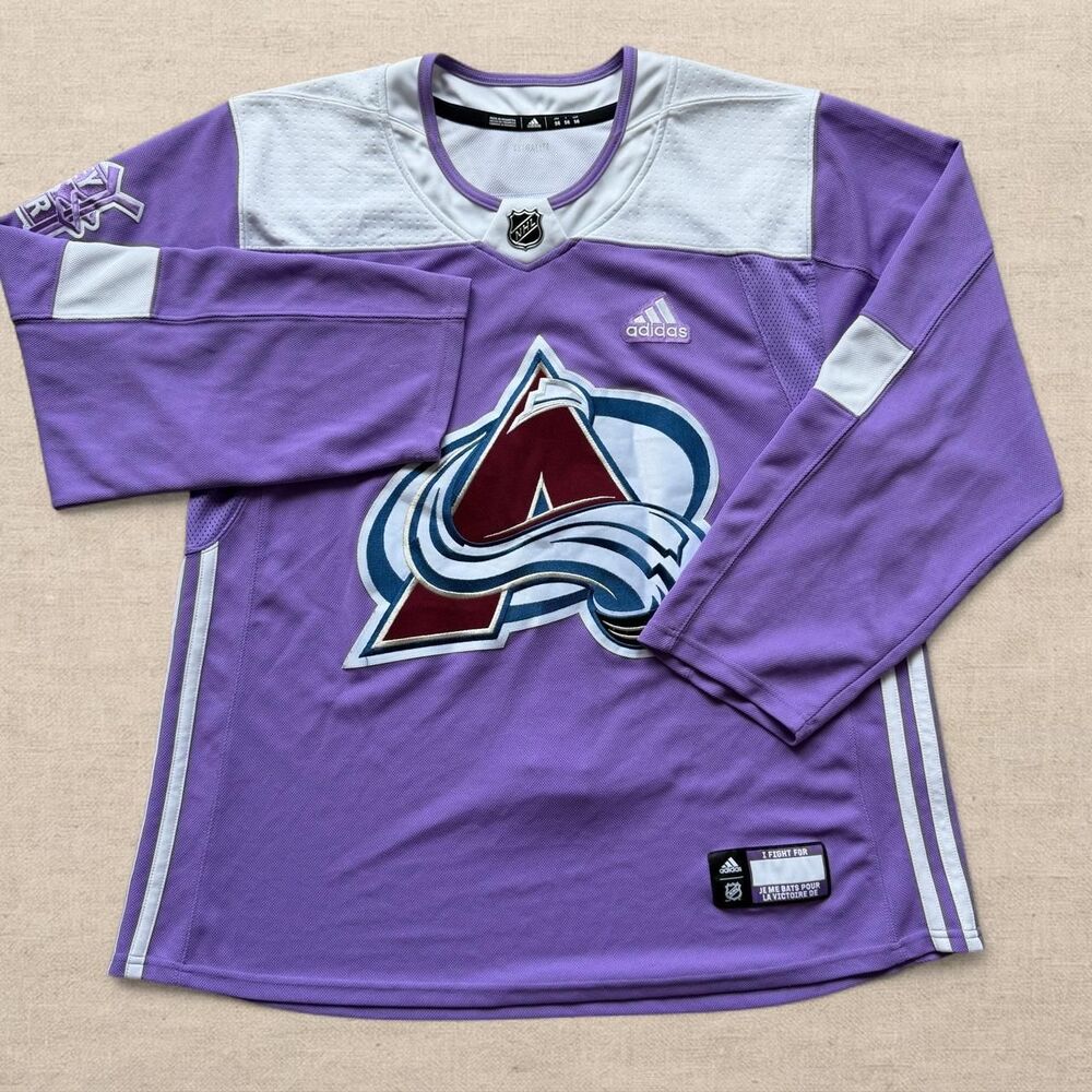Colorado Avalanche Adidas Hockey Fights Cancer Practice Jersey Mens Size 56/2XL